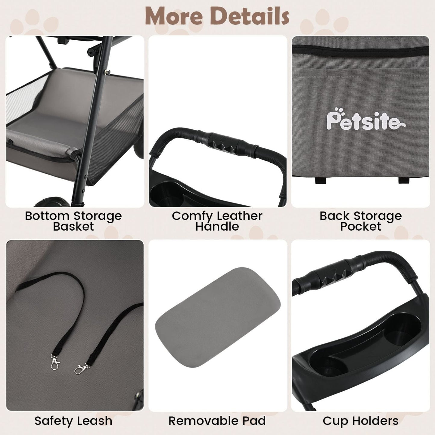Pet Stroller with Removable Carrier