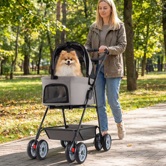 Pet Stroller with Removable Carrier