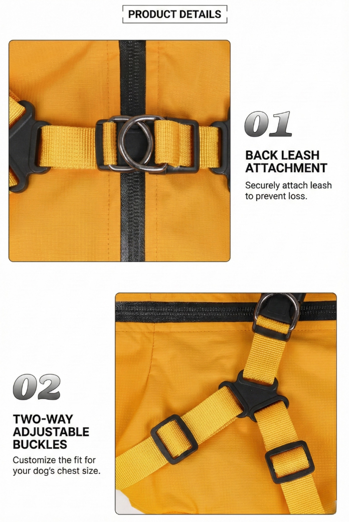 Dog Waterproof Reflective Jacket with Harness