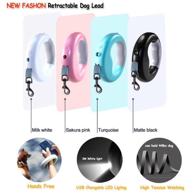 LED Luminous Light Pet Automatic Retractable Rope Dog Leash