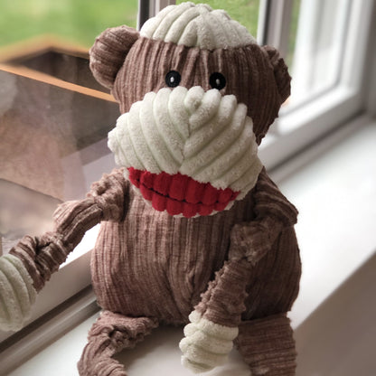 Sock Monkey Plush Dog Toy