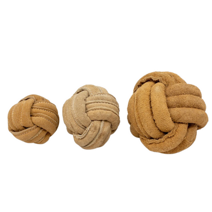 Natural Leather Ball Dog Toy, 2 Pack