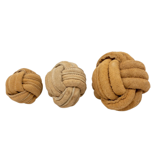 Natural Leather Ball Dog Toy, 2 Pack