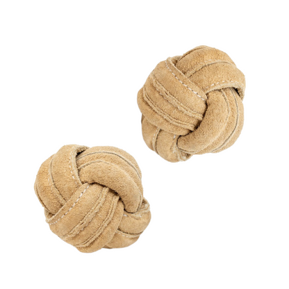 Natural Leather Ball Dog Toy, 2 Pack