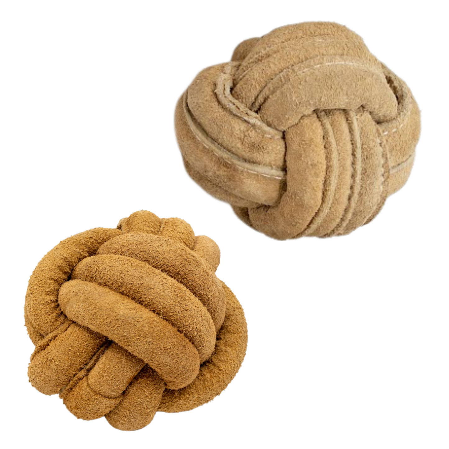 Natural Leather Ball Dog Toy, 2 Pack