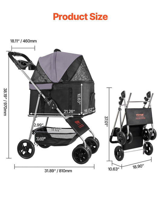 Pet Stroller, Portable Animal Carrier