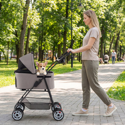Pet Stroller with Removable Carrier