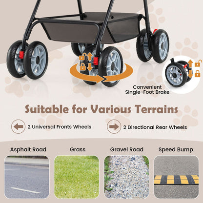 Pet Stroller with Removable Carrier