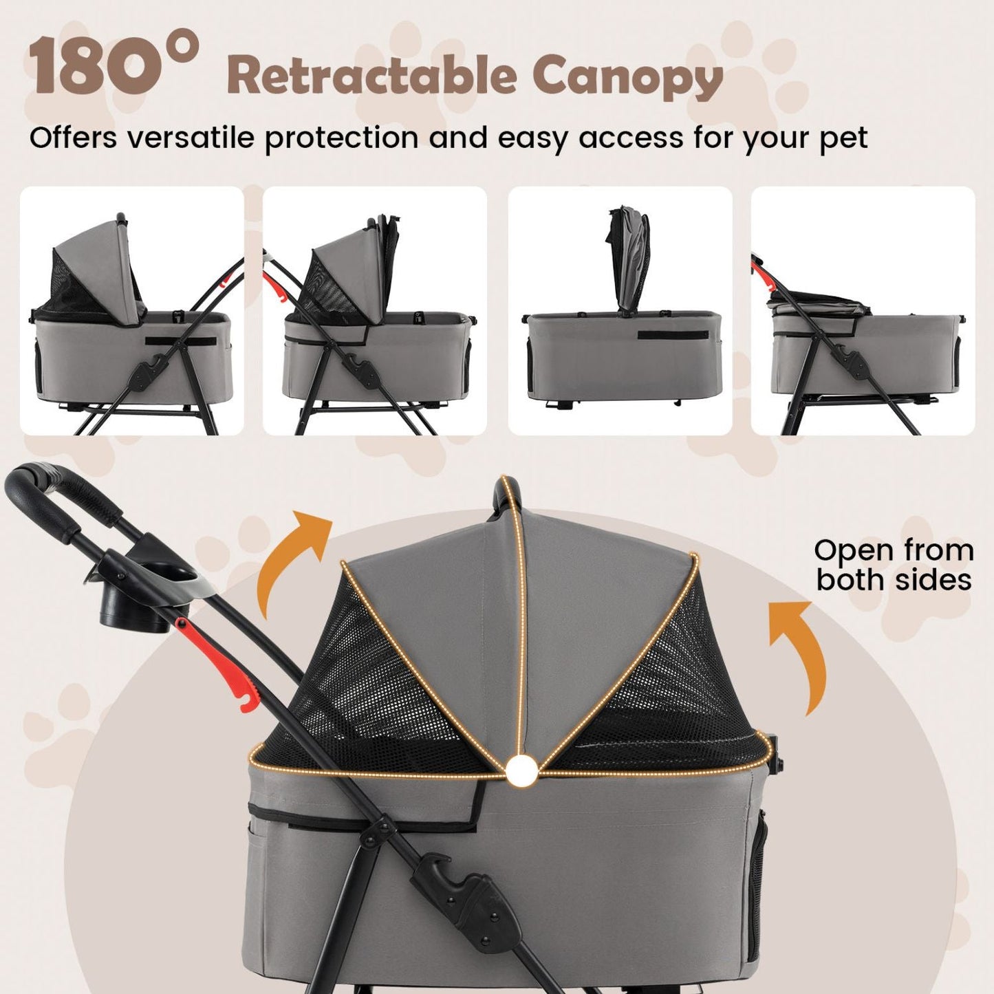 Pet Stroller with Removable Carrier