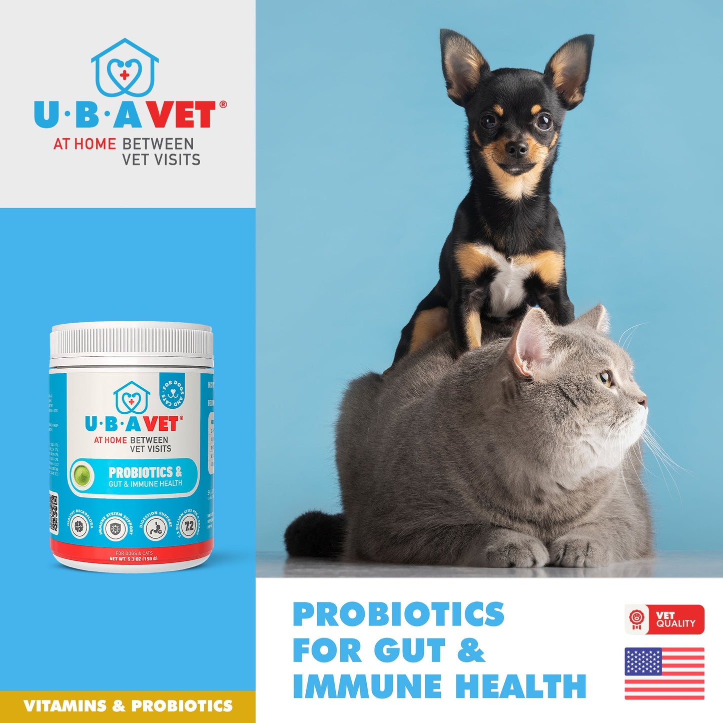 Probiotics & Gut + Immune Health Support for Dogs & Cats